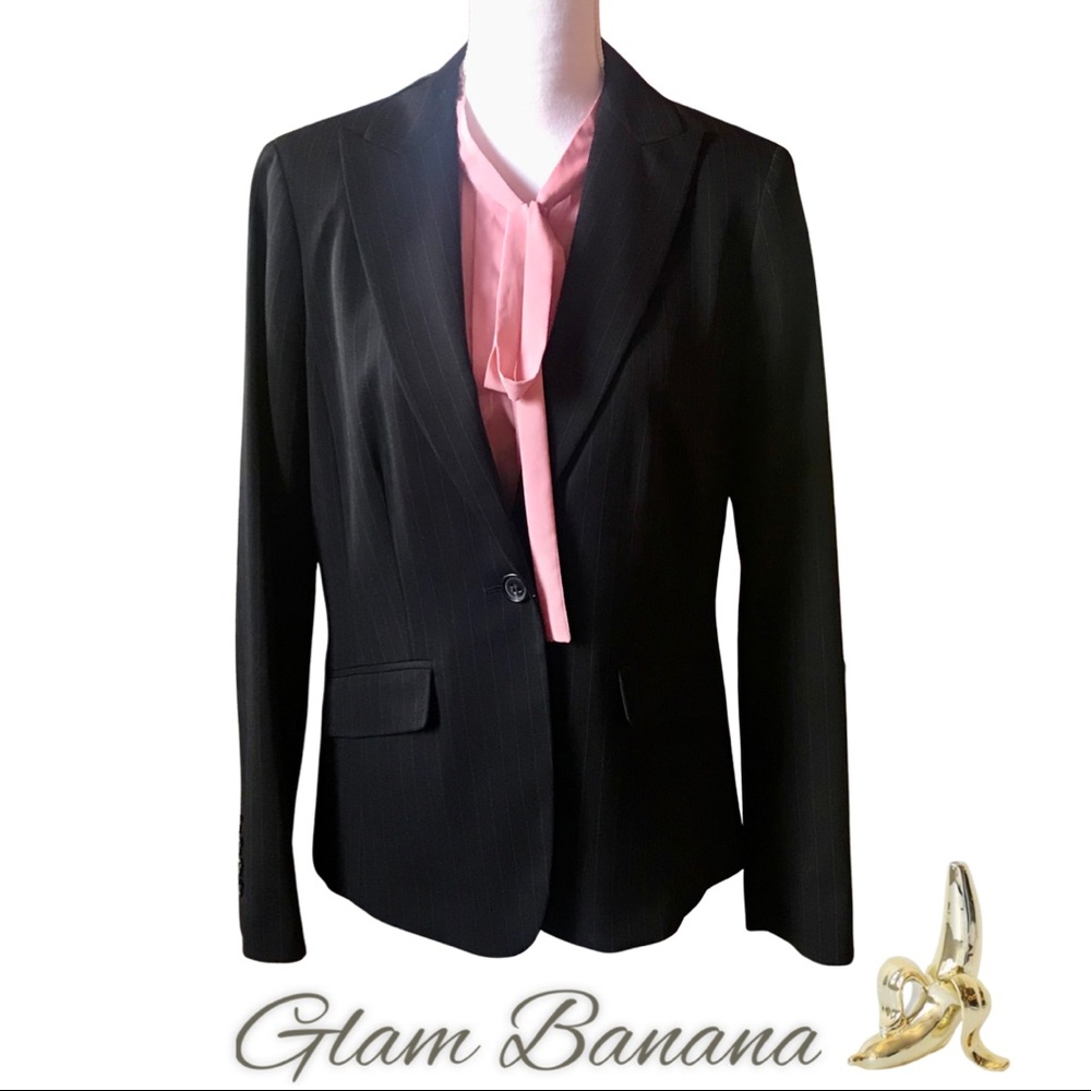 Liz Claiborne charcoal pinstripe jacket